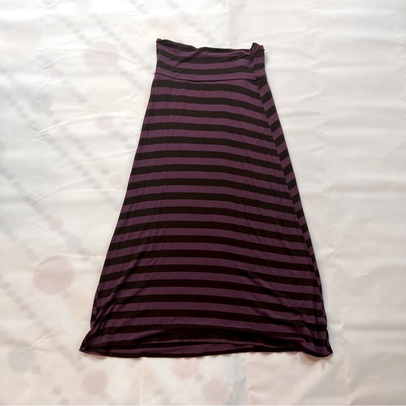 Purple and black striped maxi skirt. Runs small